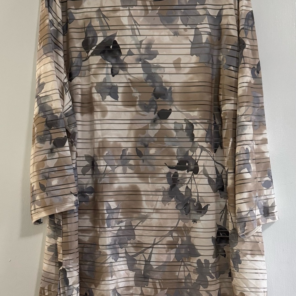 Susan Graver Striped Tunic in Cream and Tan